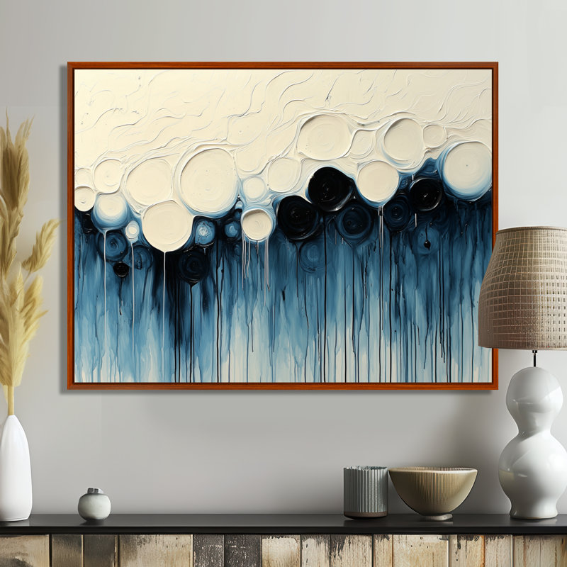 Whisnant Drip Peinture Aqua, H 30 po x l 40 po, Brun, Impression encadrée flottante