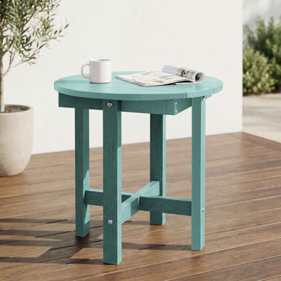 Outdoor Side Table, HDPE Small Outdoor Adirondack Side Tables, Weather Resistant & Easy Maintenance Patio End Table for Patio, Porch, Deck, Pool