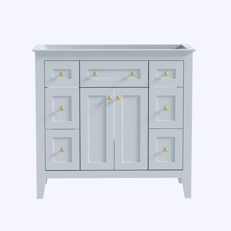 Modern Freestanding Single Bathroom Vanity without Sink, with 6 Drawers & 2 Cabinets
