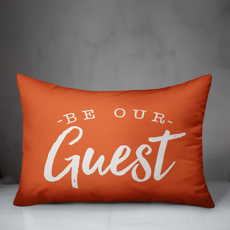  Be Our Guest Bold Outdoor Rectangular Pillow Cover & Insert, Orange