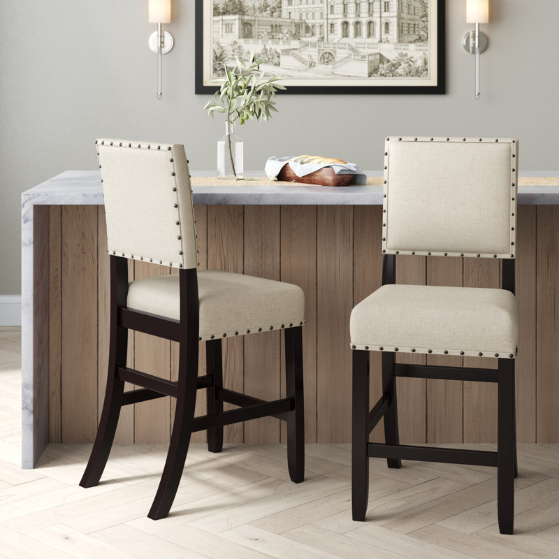 Aileen Upholstered Counter Stool, Antique Black, Bar Stool (30.25" Seat Height)