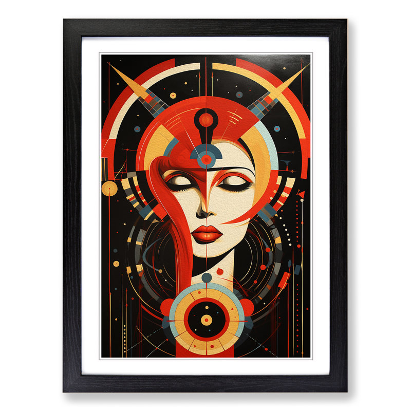 Virgo Zodiac Constructivism No.2 - Single Picture Frame Print on Wood, Black Framed, 64cm H x 46cm W