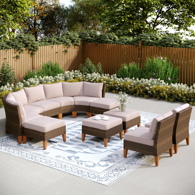 Ensemble de conversation modulaire avec coussins Argyri, Beige