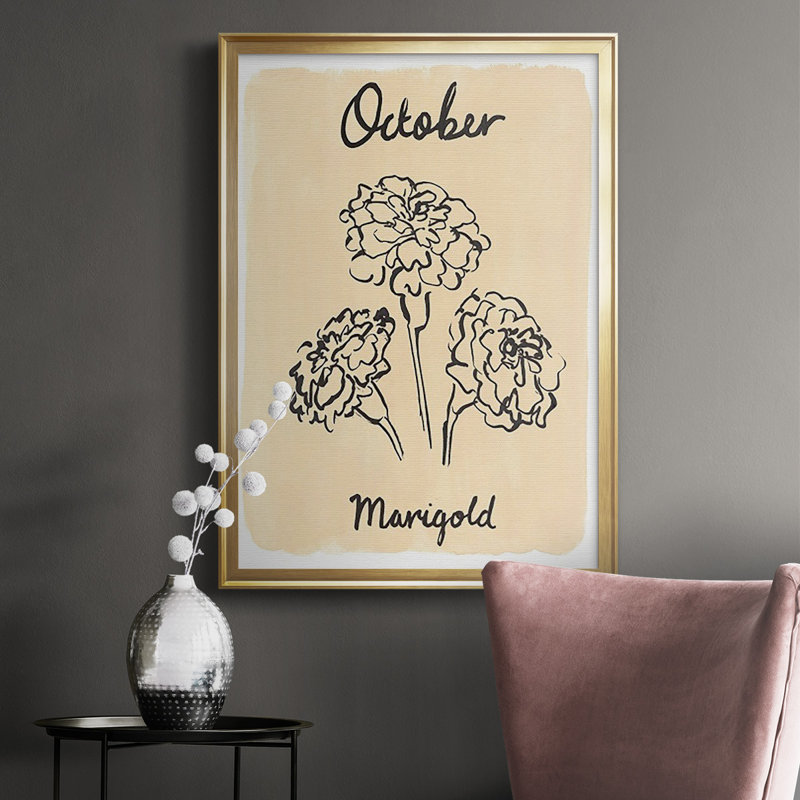 «Naissance mois x», impression sur papier, Encadrement doré, H 42,5 po x l 30,5 po x P 1 po