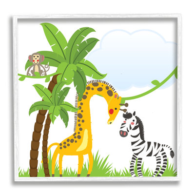 ba-909 - Cadre encadré, "Jungle Animals and Palm Trees" par Kim Allen