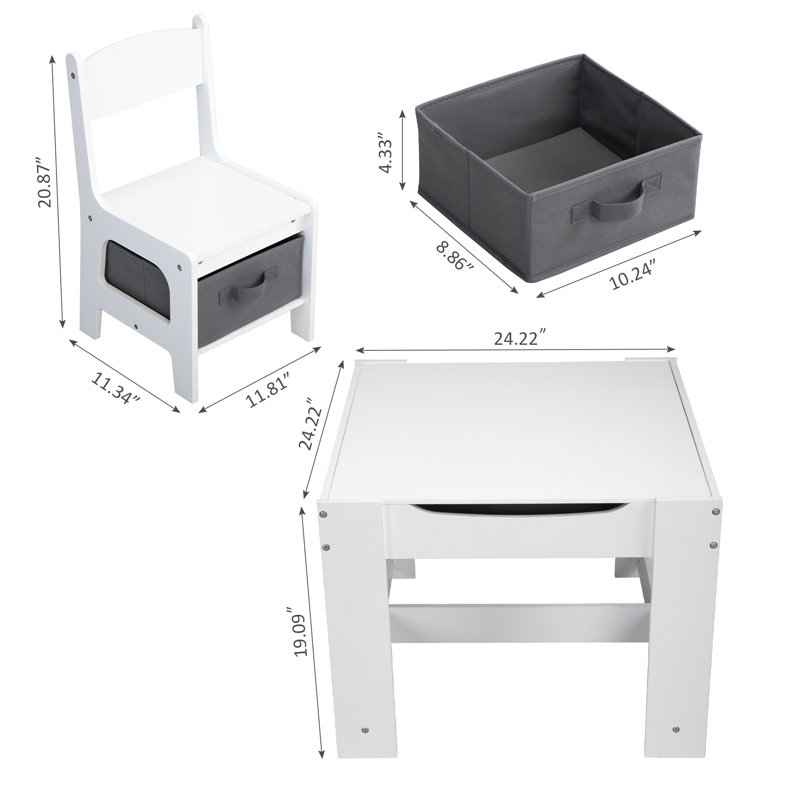 Leitersburg Kids 3 Piece Play Or Activity Table and Chair Set, White
