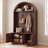 Arched Hall Tree With Fluted Storage Bench, Walnut