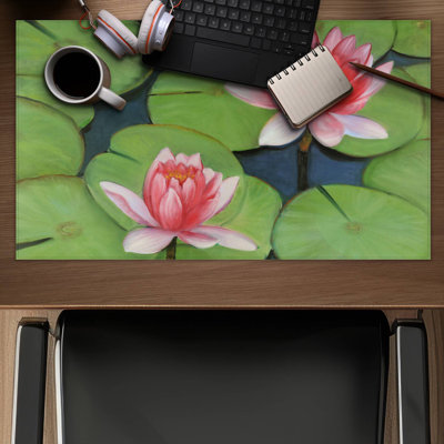 Lotus flowers in a swamp - 14.00"x24.25" Desk mat