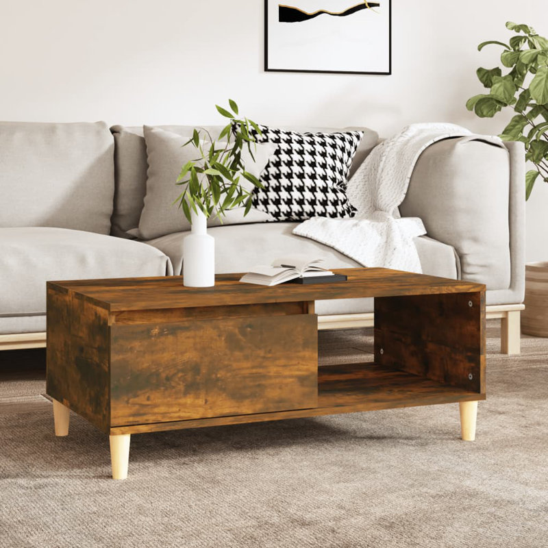 Kirimia Four Leg Coffee Table with Storage, Smoked Oak
