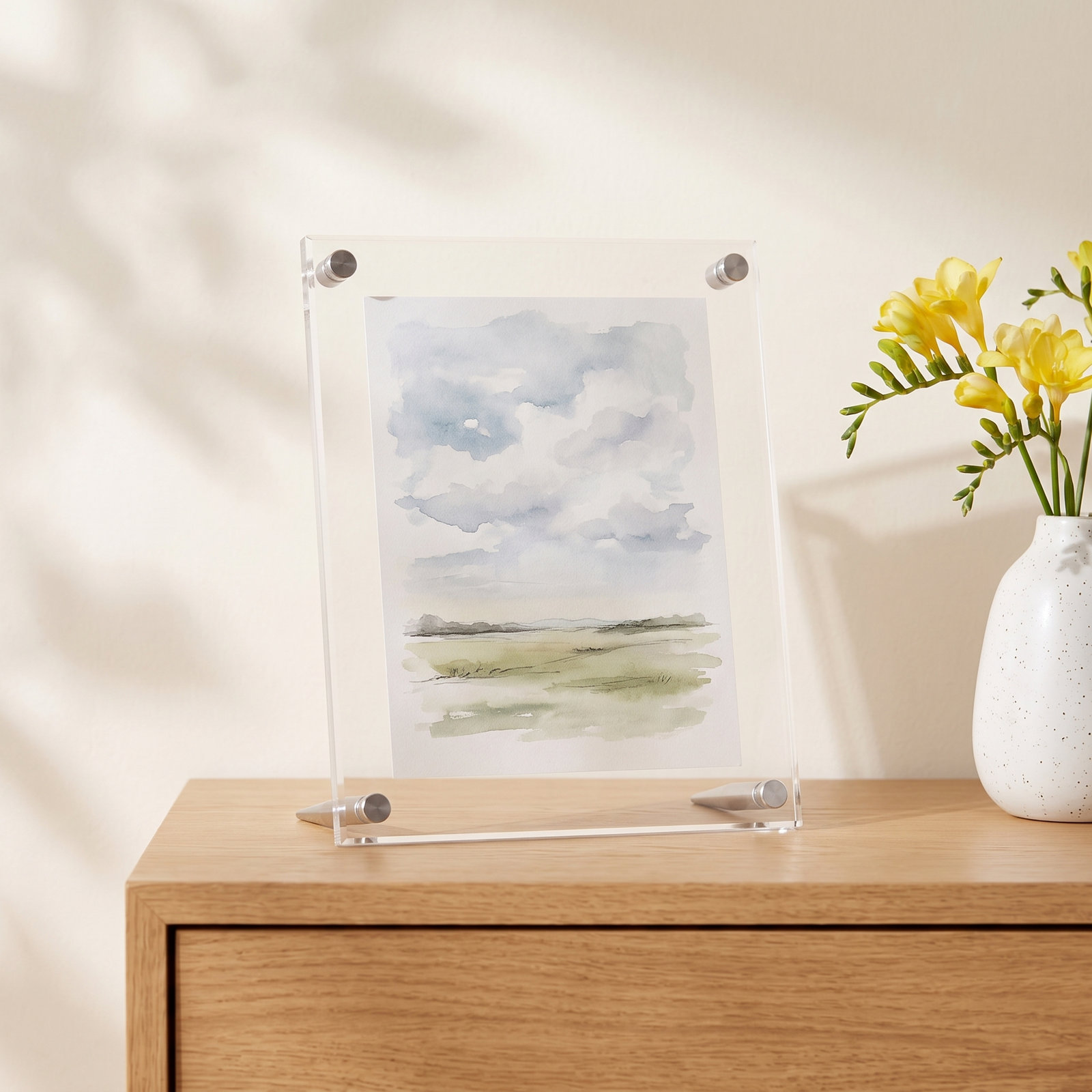 Acrylic Bevel Tabletop Float Frames, Silver, 8" x 10"