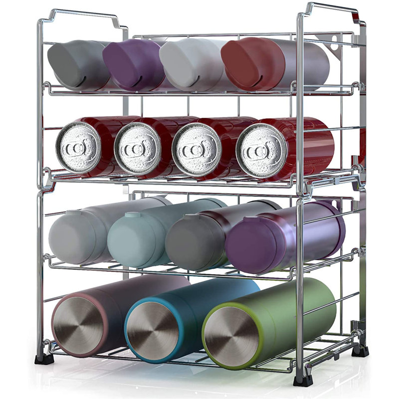 Ensemble de 2 supports de rangement pour bouteilles d'eau réglables, support de rangement pour bouteilles d'eau empilable à 2 niveaux pour comptoirs de cuisine, garde-manger, armoire, argent