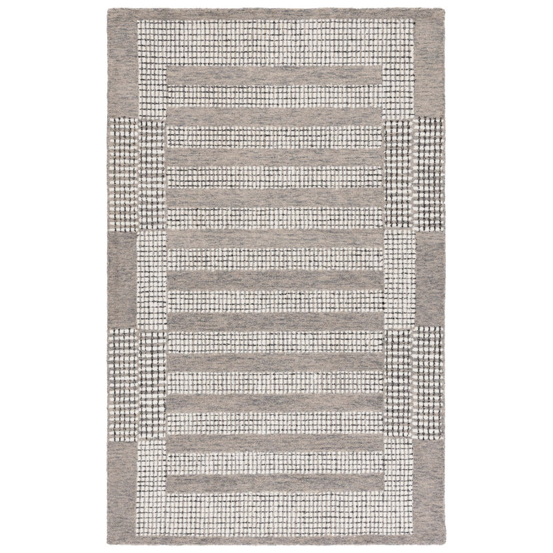 Striped Hand-Tufted Wool Area Rug, Rectangle 5' x 8'