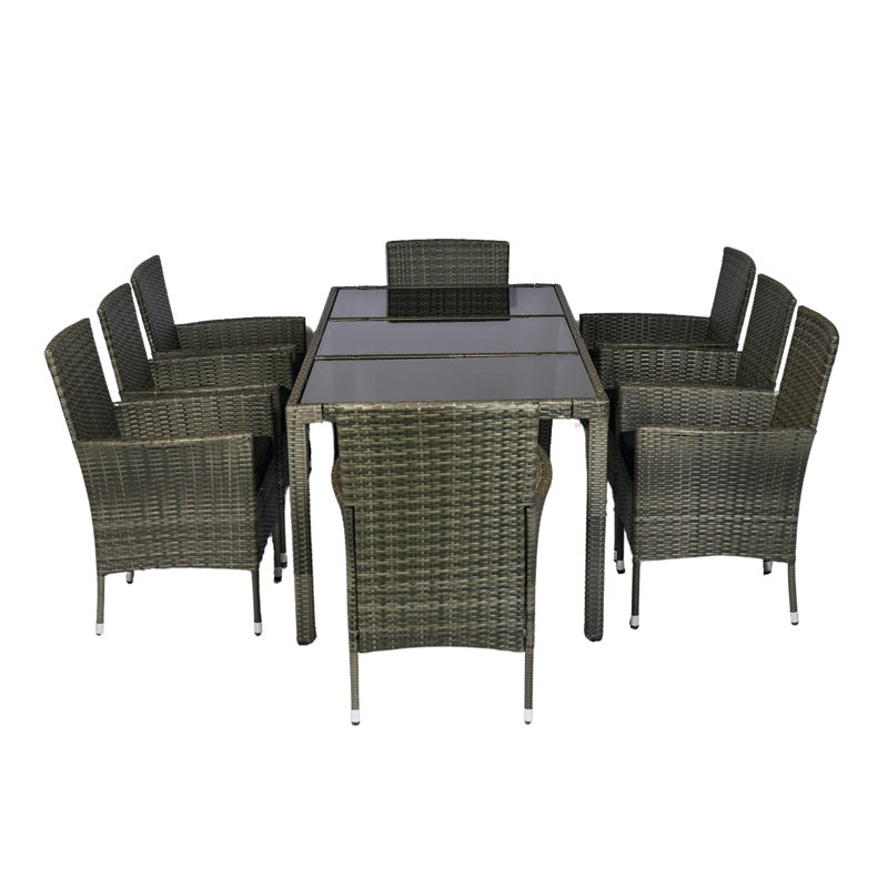 Ensemble repas extérieur pour 8 personnes avec coussins 8 personnes
