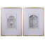 De 2 œuvres d'art murales avec crayon, 24 po x 32 po, motifs de portes ornées, paire d'éléments décoratifs en plastique argenté 24 po x 32 po, décor architectural, croquis, mise en valeur