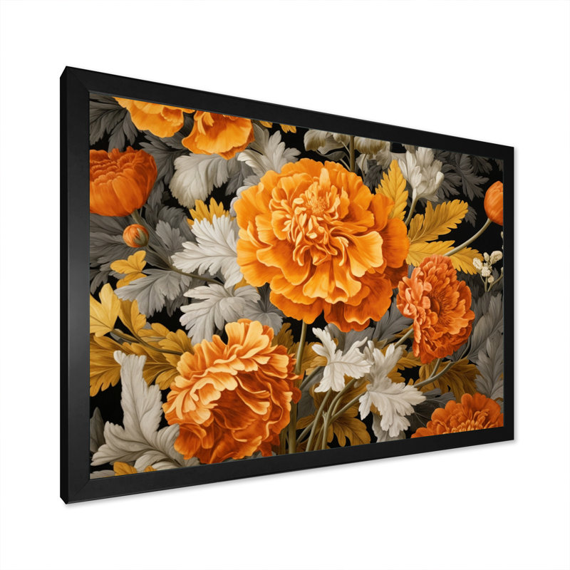 Orange orange, souci, splendeur sur toile, Cadre simple noir, H 30 po x l 40 po x P 1,5 po