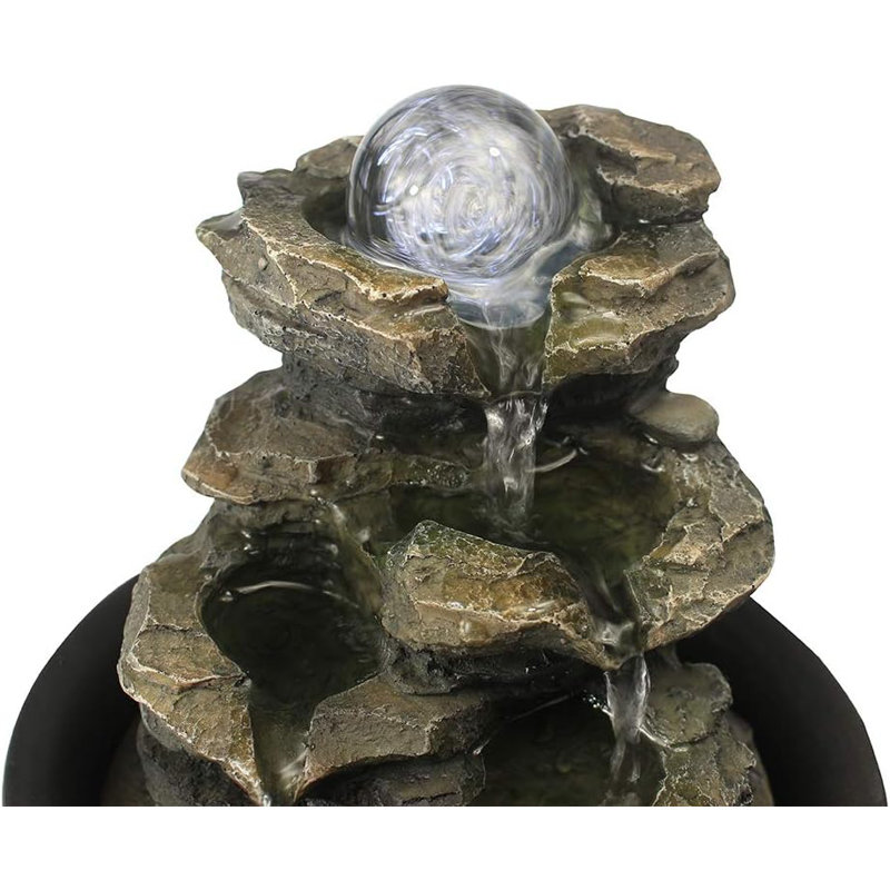 Fontaine de table en cascade Spinning Orb Rock, cascade intérieure Zen Meditation