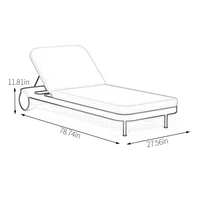Chaise longue d'extérieur en alliage d'aluminium Nenyasha, Noir
