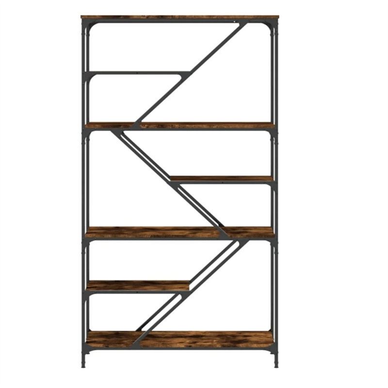 Betrina 176cm H x 91cm W Metal Standard Bookcase, Black / Brown