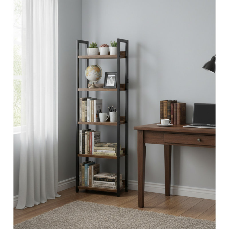 5 Tier Bookshelves, Brown, Brown