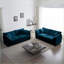 Ensemble de 2 canapés pour salon, bureau en bois massif | Bleu marine | Chenille-1311679244