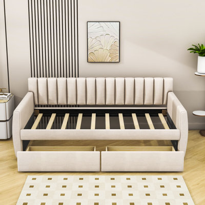 Twin Size 2 Drawers Upholstered Daybed