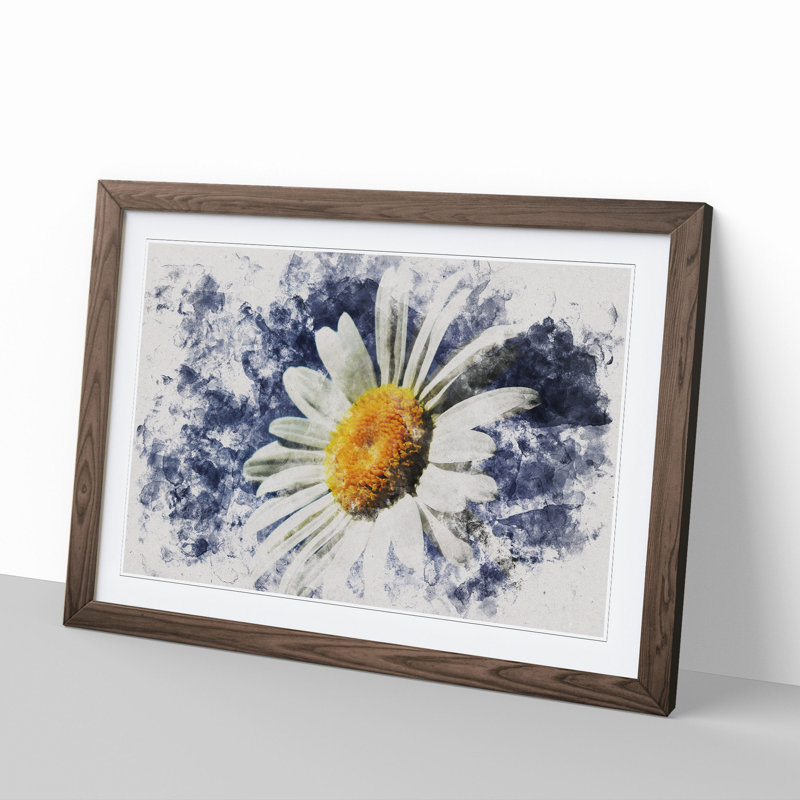 White Daisy Vol.5 - Picture Frame Graphic Art, 48cm H x 65cm W x 2cm D, Walnut Framed