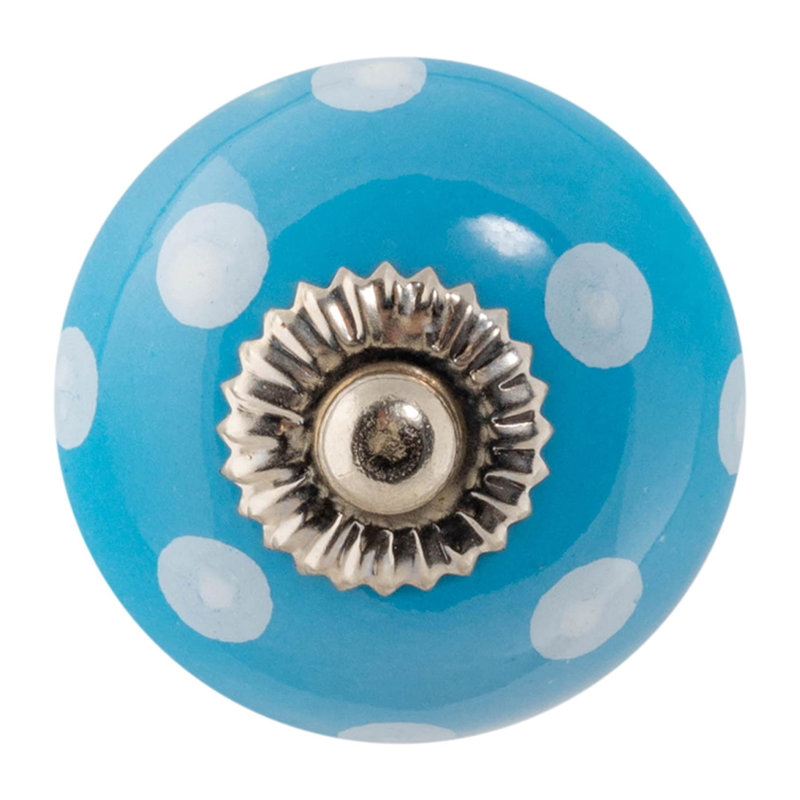 Nicola Spring - Round Ceramic Cabinet Knob, Blue/White