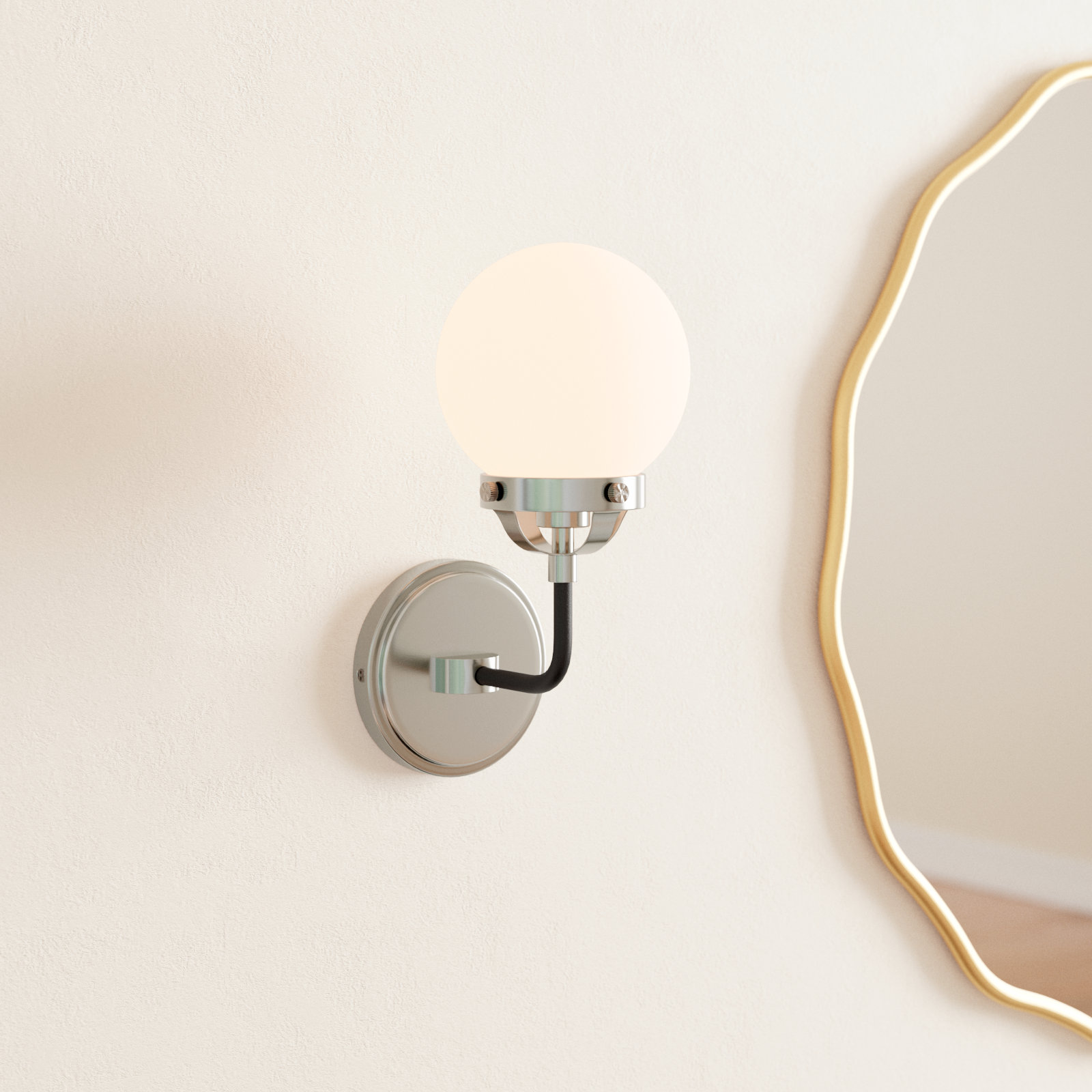 Newport Single Light Armed Sconce, Brushed Nickel, No 