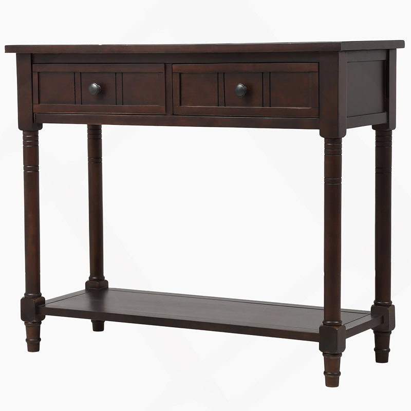 Daisy Series Console Table Traditional Design with Two Drawers and Bottom Shelf, Espresso