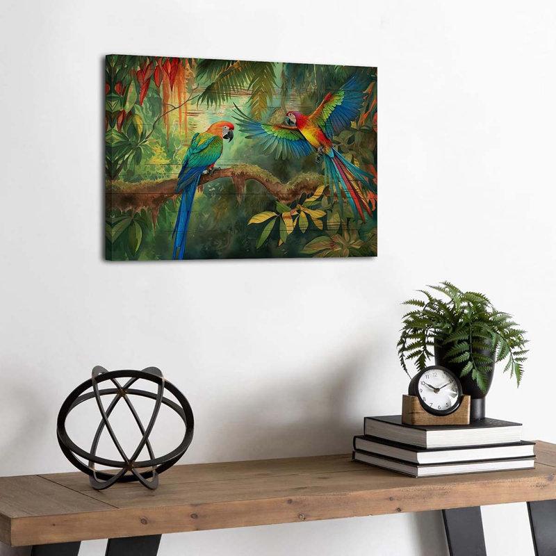40*60,Wall Art Tropical Bird Wall Decor Forest Parrots Canvas Prints Pictures Rustic Birds Painting., 40 cm H x 60 cm W