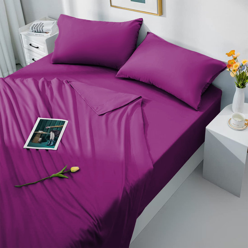 Laurne 200 Thread Count Microfiber Brushed Deep Fitted Bed Sheet, Purple, Super King (6')