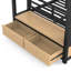 Lit superposé simple TG au-dessus de simple TG pour ados avec tablettes de rangement, tiroirs et panneau perforé, noir