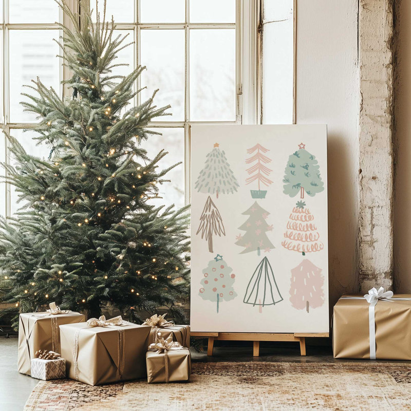 «Playful Christmas Trees I», reproduction sur toile, H 12 po x l 8 po, Toile tendue