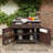 39.4-Inch Dark Brown Outdoor Kitchen Island With Stainless Steel Countertop, Drawers, And Casters For Pizza Making.