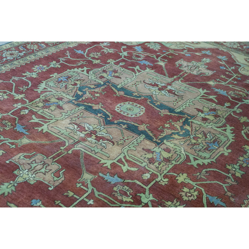 Wool Oriental Area Rug in Rust/Yellow/Beige, Rectangle 8' x 10'