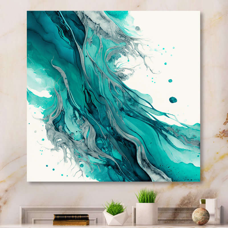 Turquoise Waves in Paradise VII - impression sans cadre sur métal, H 29 po x l 29 po x P 1 po