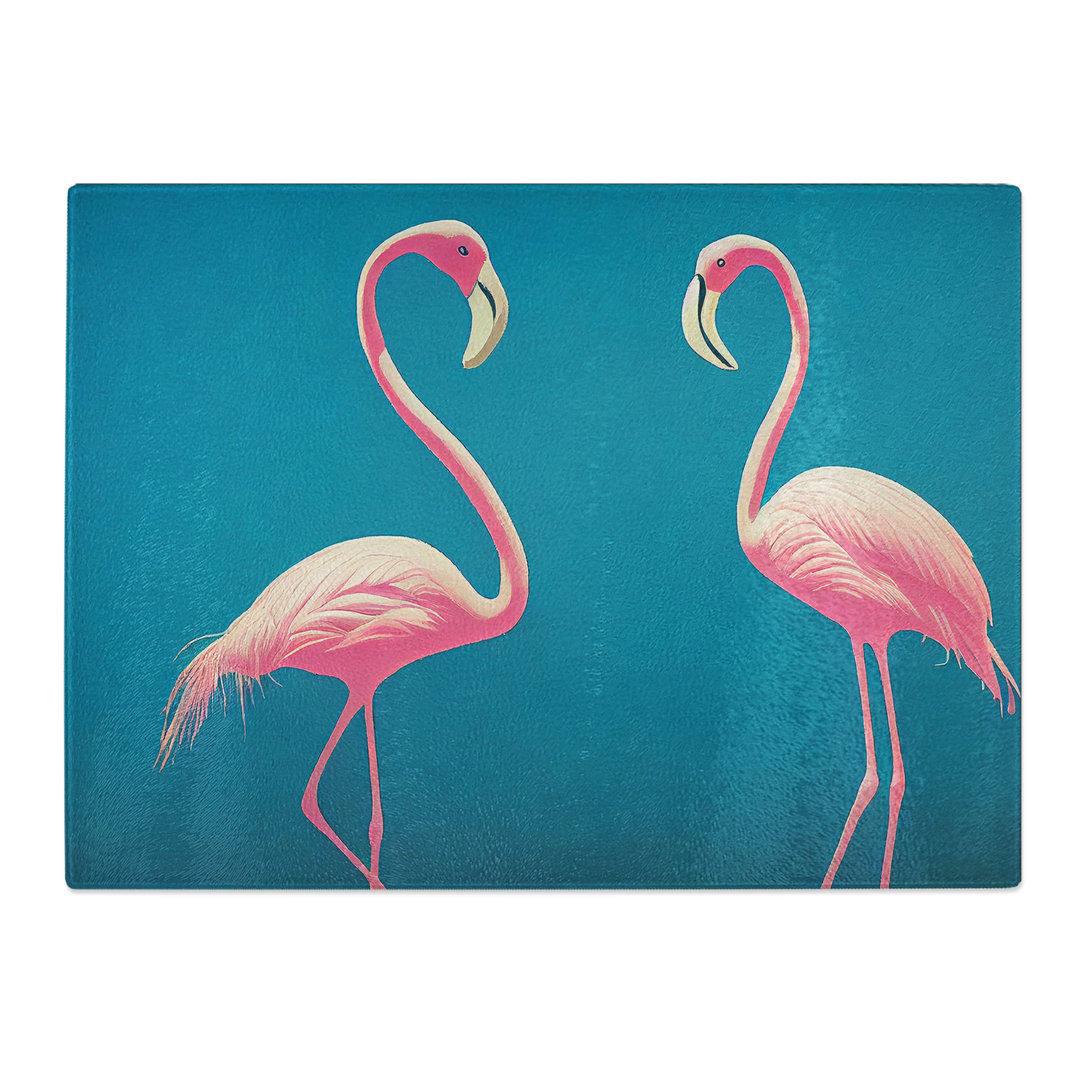 Dreamlike Flamingos  Glass Chopping Board