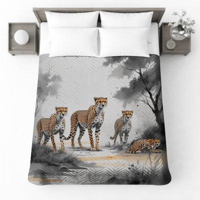 Couvre-lit matelassé Cheetah Family Illustration toutes tailles