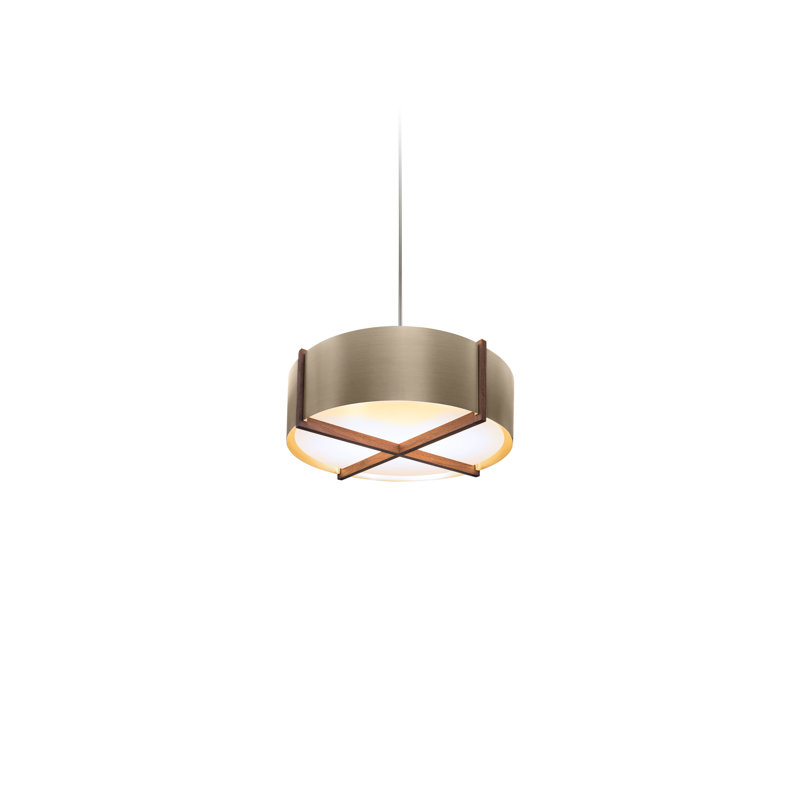Plura 4 - Light LED Pendant, 3000, Distressed Brass, Walnut