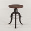 Industrial Teak Swivel Solid Wood Adjustable Bar Stool