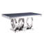 Table basse rectangulaire en faux marbre gris et argent Bretton