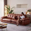 Canapé modulaire en similicuir caramel-128968840