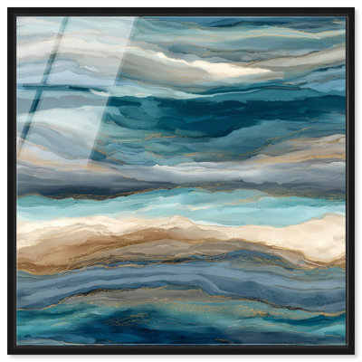 «Reef Echo I», reproduction d'art acrylique encadrée par Art Remedy, cadre noir, 24 x 24
