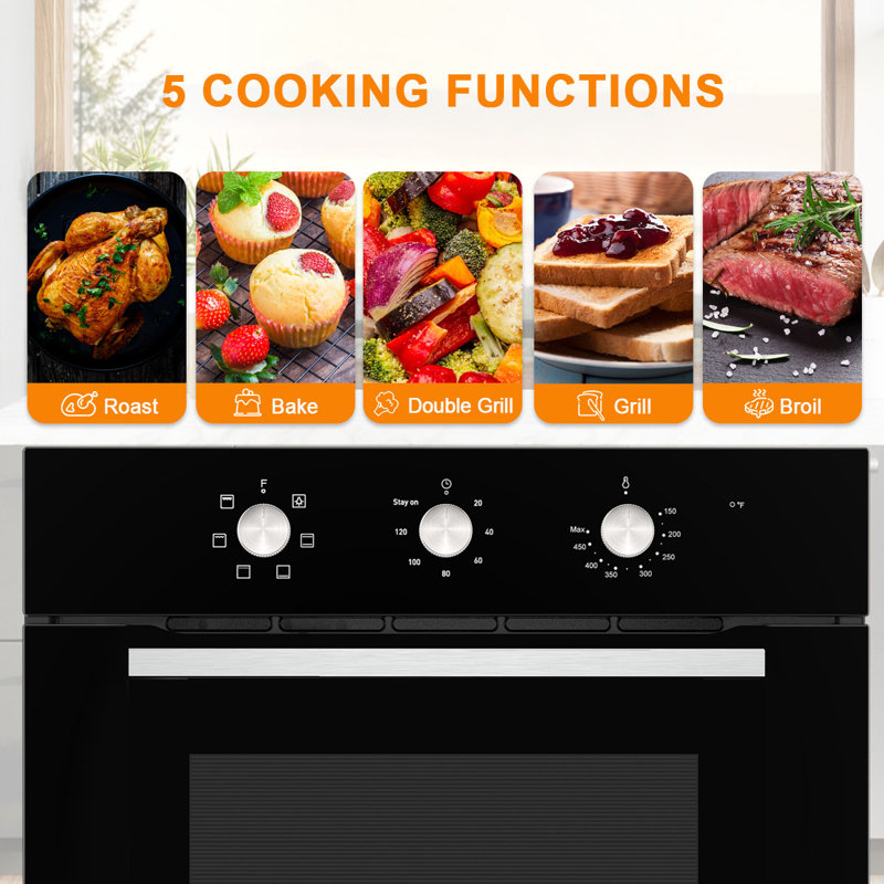 24" 2.3 cu. ft. Electric Single Wall Oven With 6 Cooking Functions, Black