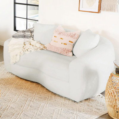 Faux Sheepskin Upholstered Loveseat Natural