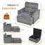 Fauteuil surdimensionné avec repose-pieds avec rangement, fauteuil d'appoint large pour le salon, méridienne moderne, fauteuil de lecture rembourré de style Mid-Century, fauteuil de salon confortable, canapé à assise profonde (gris foncé)-134646502