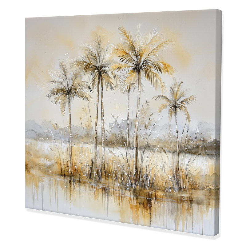 Minimal Florida Palm Trees I - Palm Trees Wall Art Living Room, H 16 po x l 16 po, Toile tendue, Ne s’applique pas