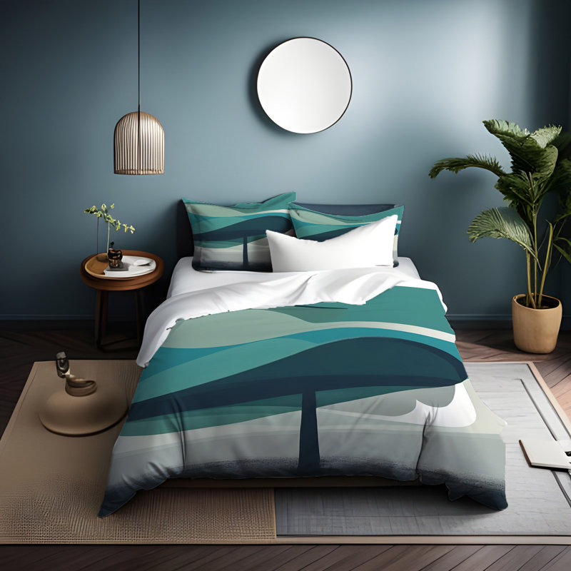 Polyester Abstract Duvet Cover, King Duvet Cover + 2 King Shams