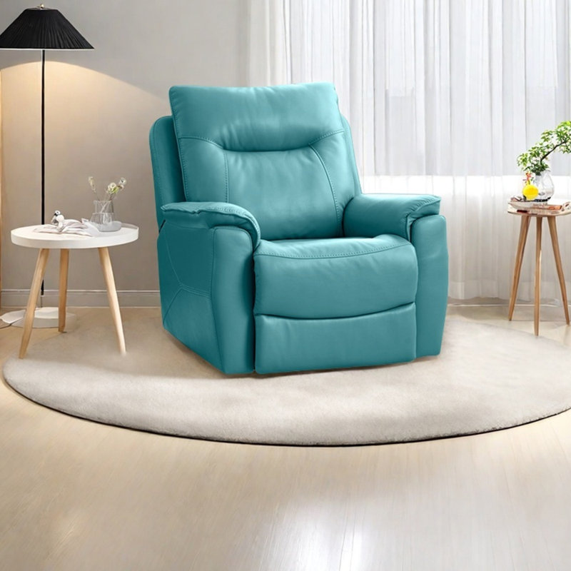 Ergonomic light luxury faux leather lounge chair, Tiffany Blue
