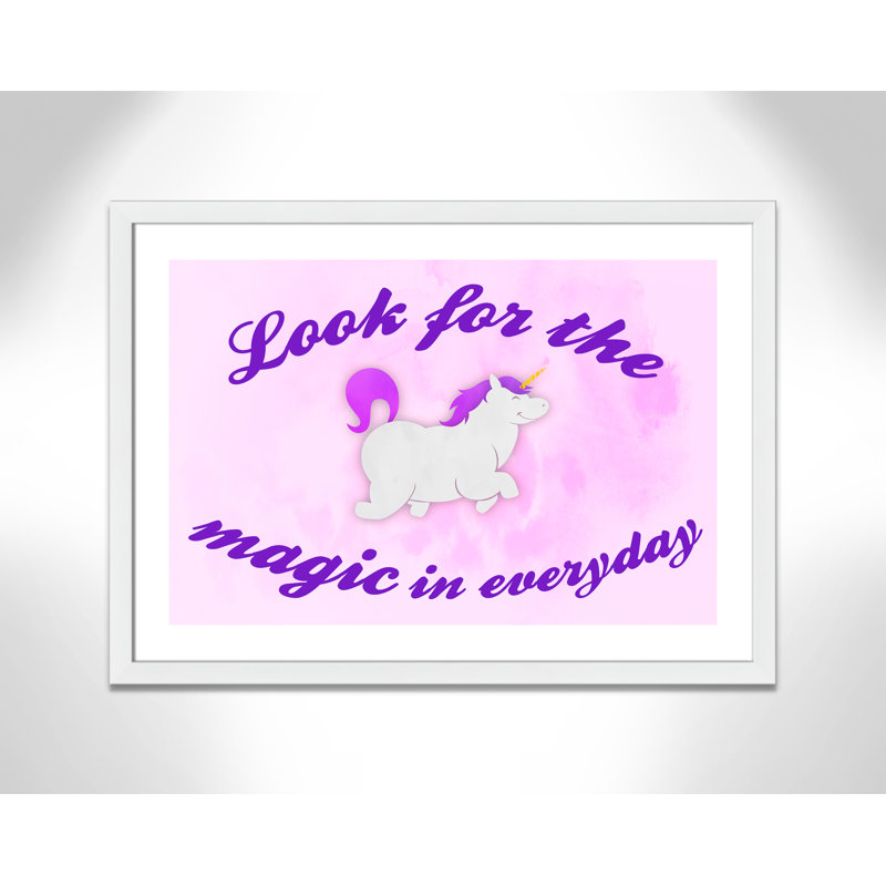 Décoration murale licorne magique pour enfants, H 24,5 po x l 34,5 po x P 0,63 po, Cadre blanc